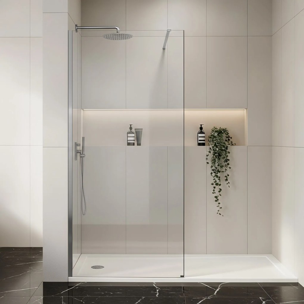 Bezrámová sprchová zástena REA FLEXI 70 cm, chróm/transparent - bez vaničky