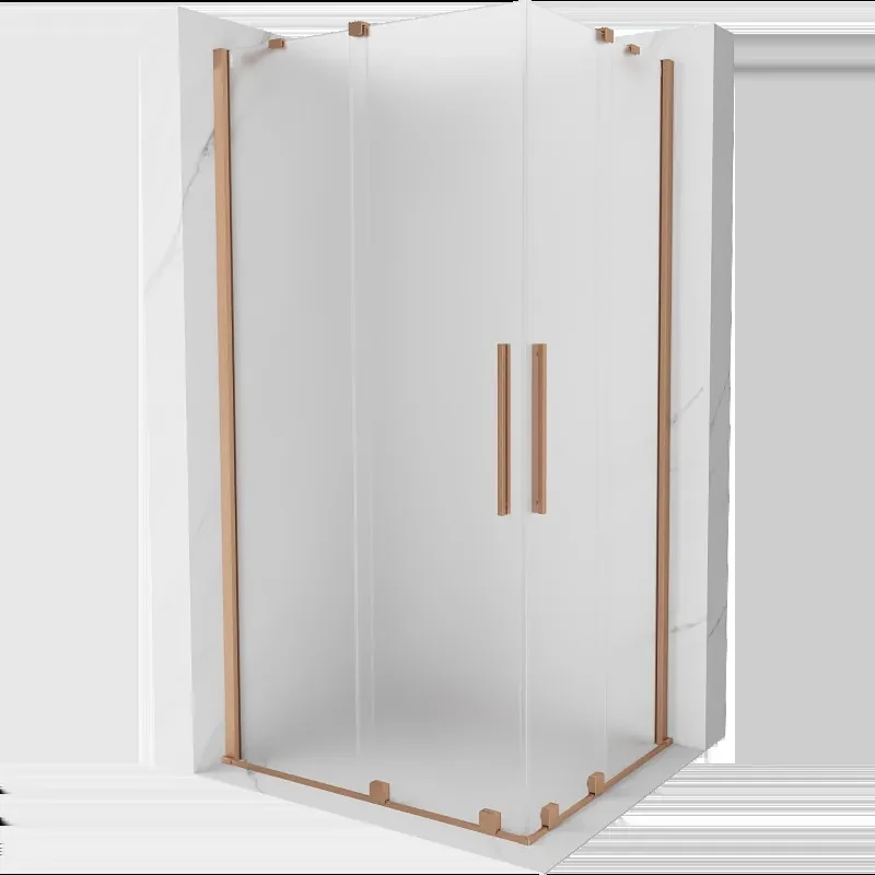 Mexen Velar Duo posuvná sprchová kabína 90 x 80 cm, námraza, kartáčovaná meď - 871-090-080-32-65