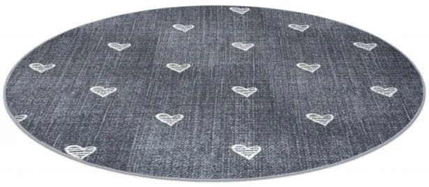 Koberec HEARTS kruh Jeans - sivý