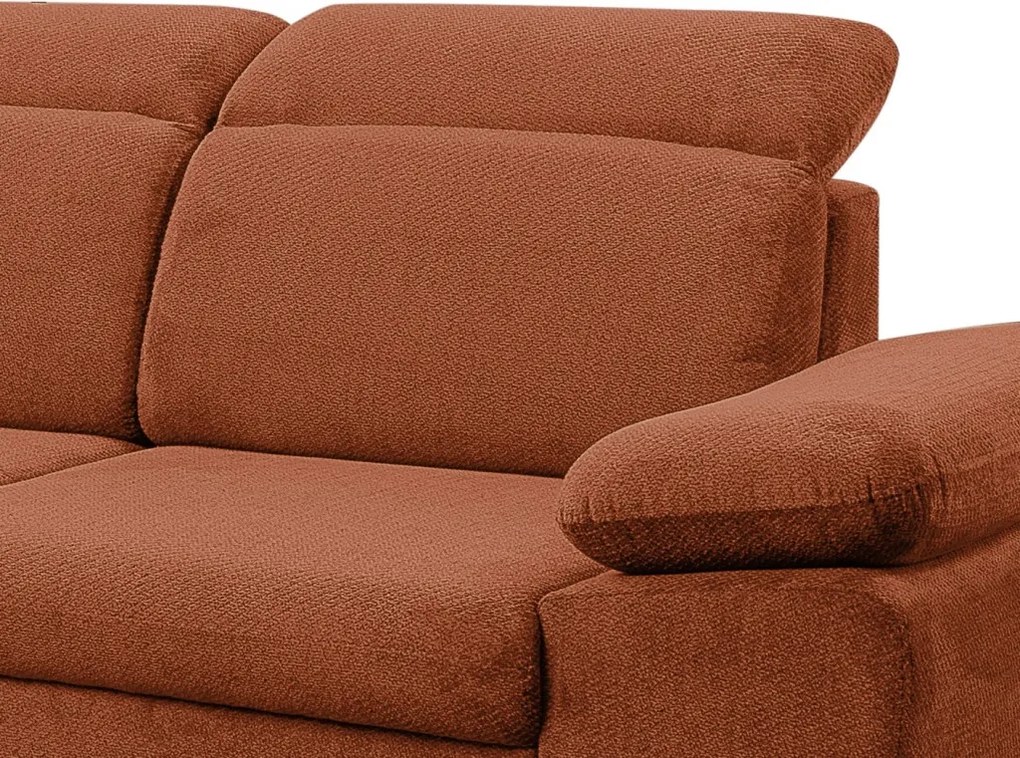 Rohová sedačka Aldon, tehlová štruktúrovaná látka, ľavý roh