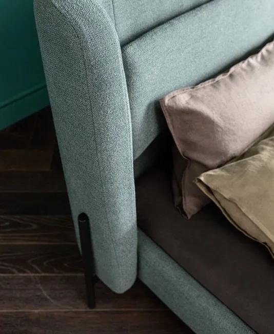 Moderná posteľ TIVOLI 160x200 cm - zelený 100% polyester, korpus-eukalyptové drevo