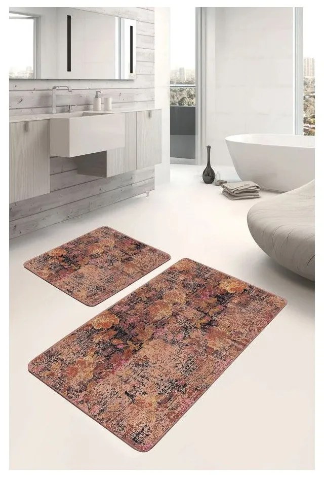 Hnedé zamatové kúpeľňové predložky v súprave 2 ks 60x100 cm – Mila Home