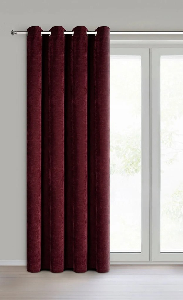 ZÁVES NA KRÚŽKOCH VANI 140X250 CM BORDOVÁ