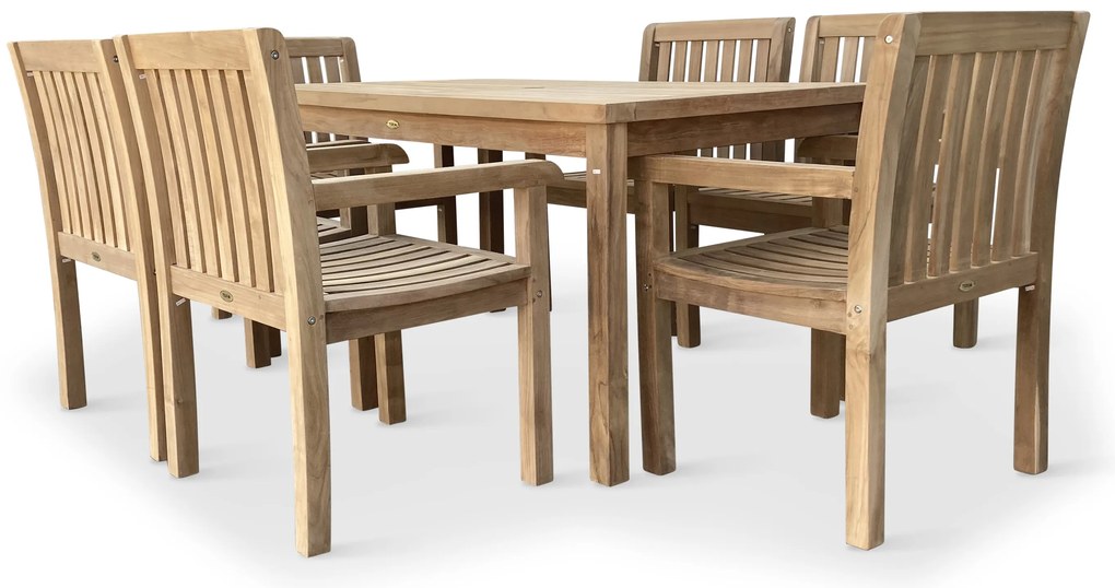 Noela Záhradný teakový set Garden I + 6x kreslo Kingsbury