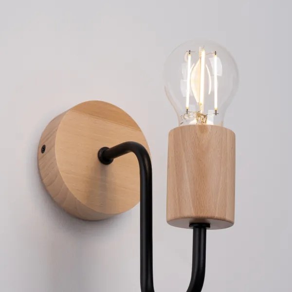 Sollux SL.1668 - Nástenná lampa TIMBO 1xE27/15W/230V čierna/béžová/buk