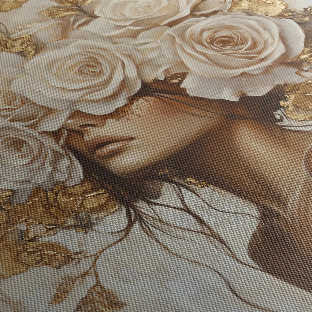 Obraz - Dievča s ružami (90x60 cm)