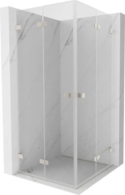 Mexen Lunar-F Duo, skladací sprchový kút 100 x 100 cm, 8mm číre sklo, oceľový profil, 836-100L-100P-97-00