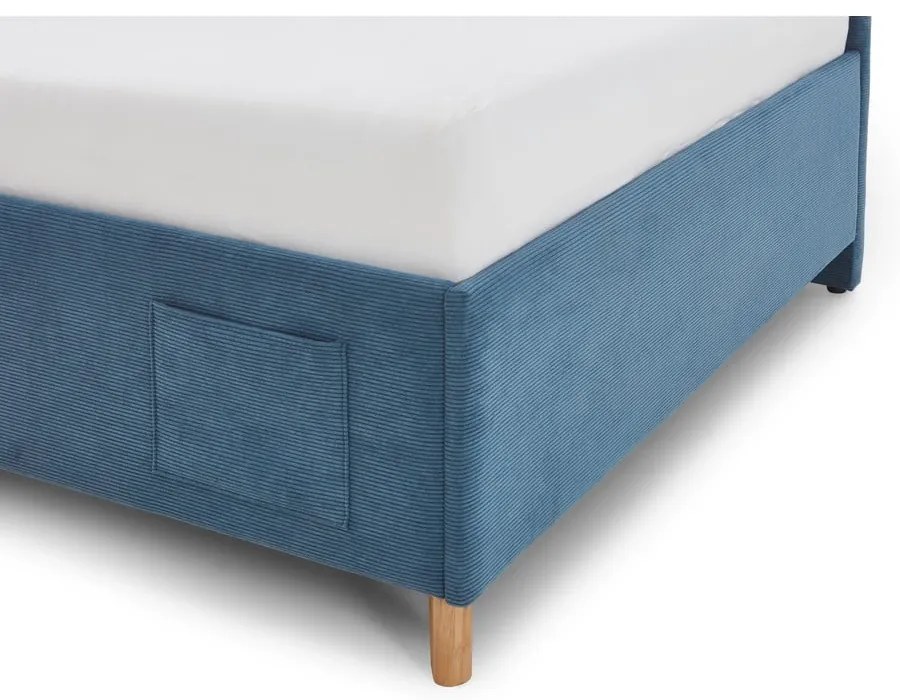 Modrá čalúnená rohová detská posteľ bez roštu 120x200 cm Cool – Meise Möbel