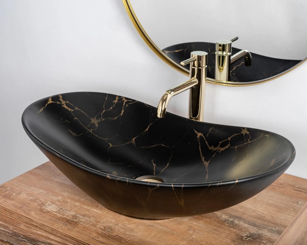 REA Royal Marble 60 umývadlo na dosku, 61 x 36 cm, čierna, REA-U7478