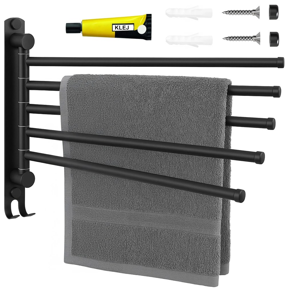 Kúpeľňový vešiak na uteráky ONTI čierny