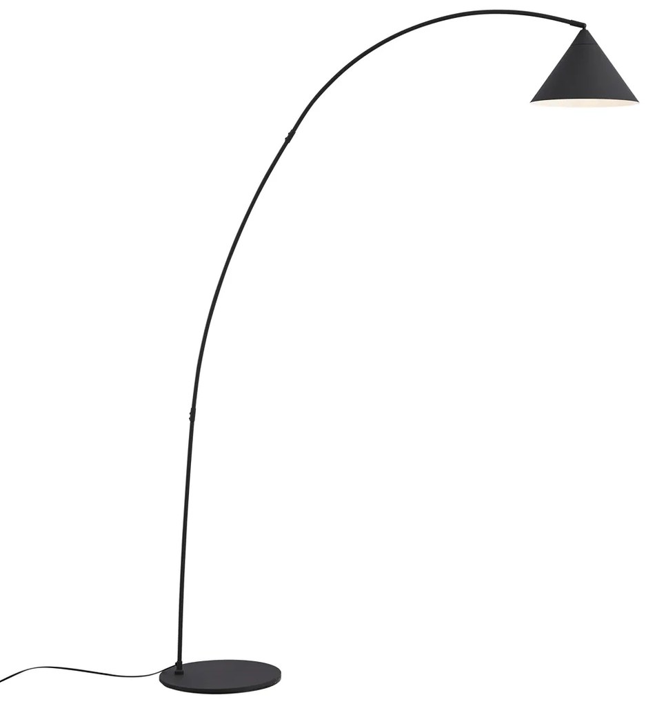 Retro stojaca lampa čierna s bielym interiérom - Triangolo