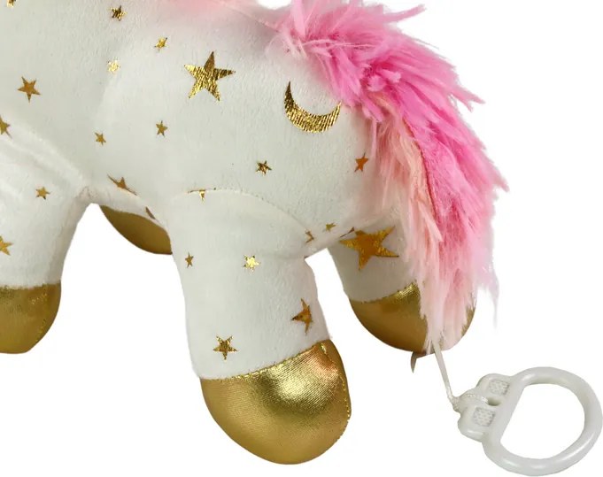 LEAN Toys Jednorožec Plyšová uspávanka Uspávanka biela s hviezdami