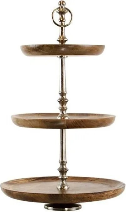 Dreveno-kovový servírovací 3- poschodový etažér Woodd - Ø 30 * 48cm