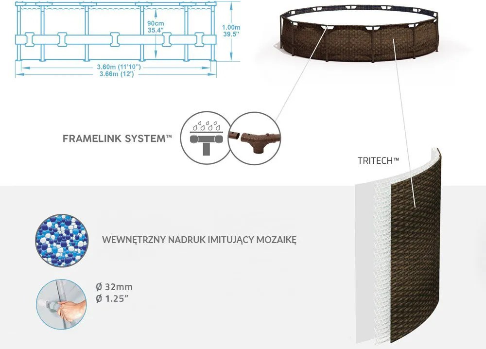 Bazén Bestway Rattan 366 x 100 cm Bestway - 56709