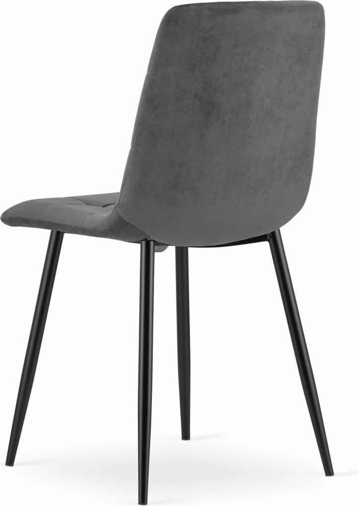 AKCIA Tmavo sivá zamatová stolička KARA s čiernymi nohami II. akosť