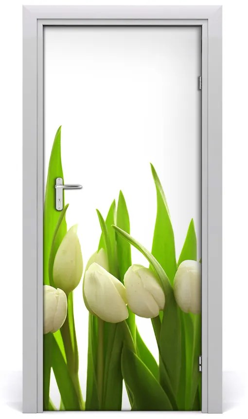 Fototapeta na dvere biele tulipány 75x205 cm