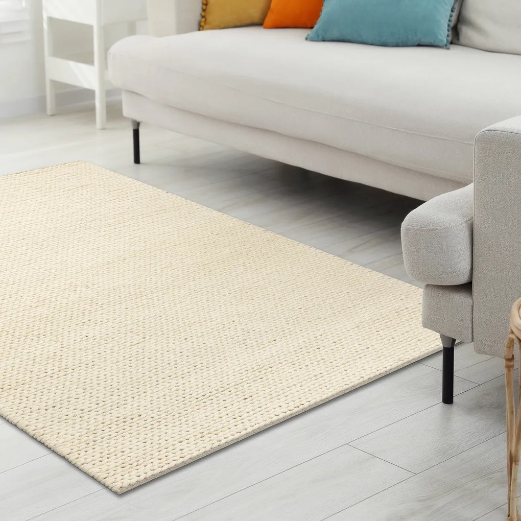 Dywany Łuszczów, Kusový koberec Tahar 99004B cream, 160x240, biela, obývacia izba