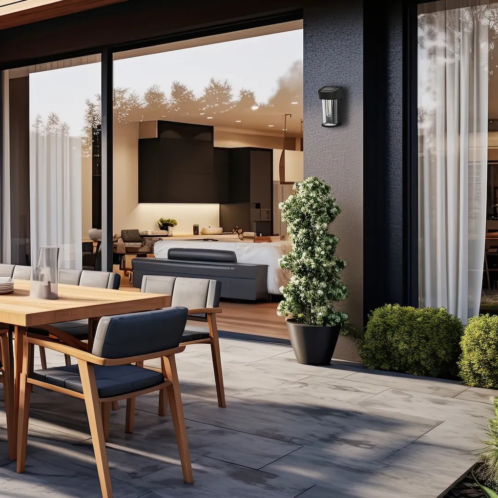 Exteriérové solárne nástenné svietidlo Eno, 1x transparentné/čierne plastové tienildlo