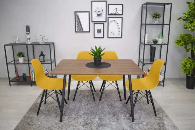 Set troch jedálenských stoličiek OSAKA horčicová (čierne nohy) (3ks)