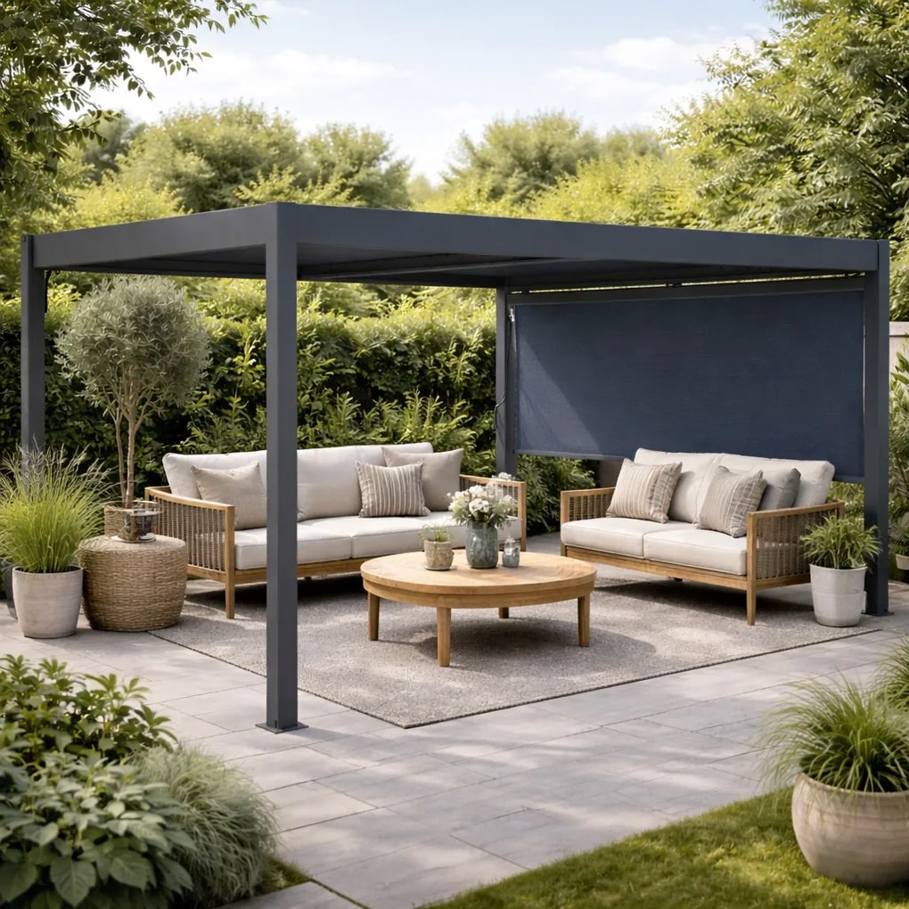 Bočná zástena pre bioklimatickú pergolu BestBerg BBP-W279 / 279 × 204 cm / sivá