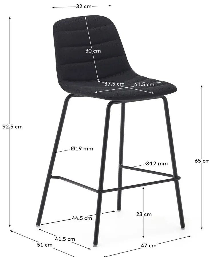 Čierne barové stoličky v súprave 2 ks 92,5 cm Zunilda – Kave Home