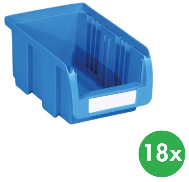 Plastový box COMPACT, 102 x 100 x 60 mm, 18 ks, modrý