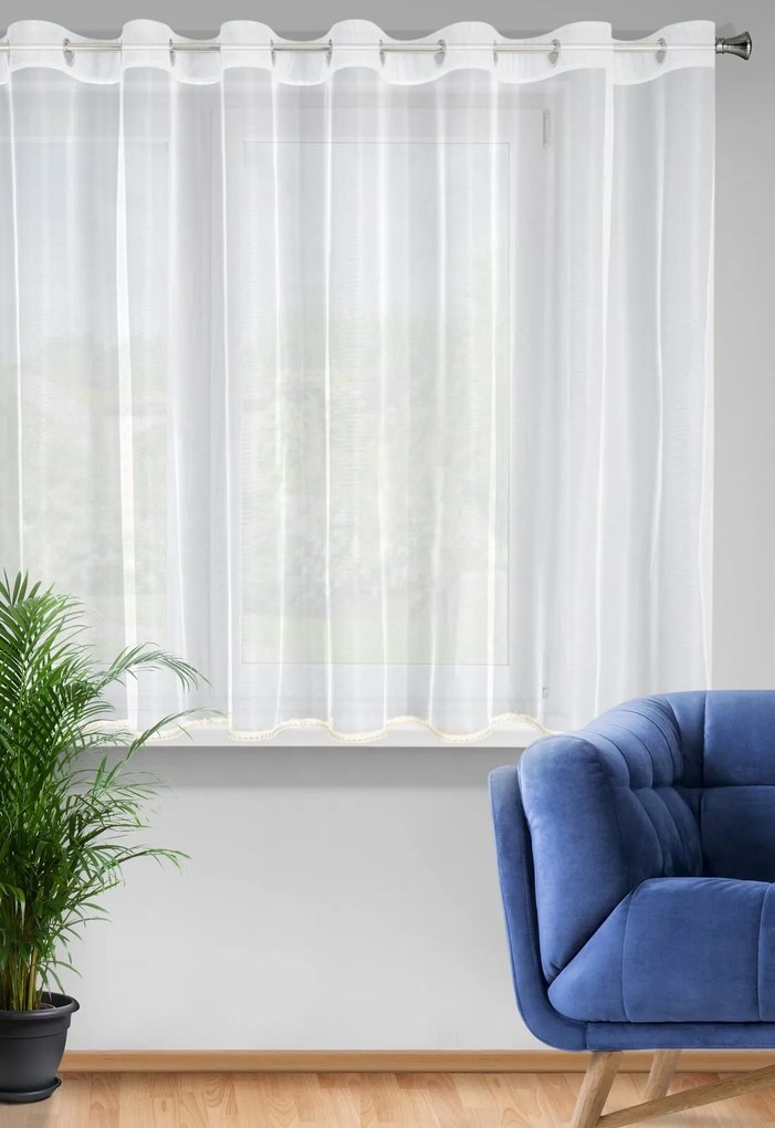 ZÁCLONA NA KRÚŽKOCH CASSIE 300X150 CM BIELA