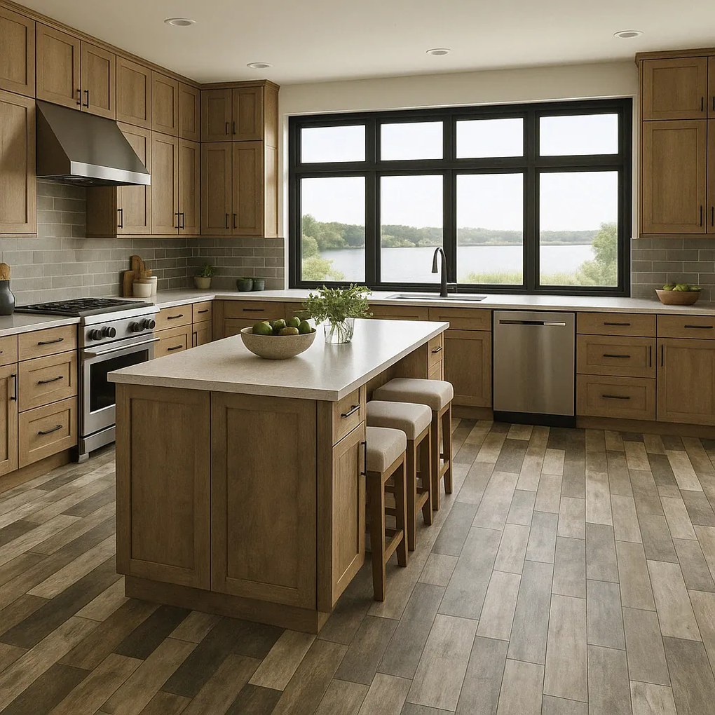 Beaulieu International Group, PVC podlaha - lino Domo 2154, na mieru, šíře 2m,3m,4m, hnedá, bez podkladu, kuchyňa