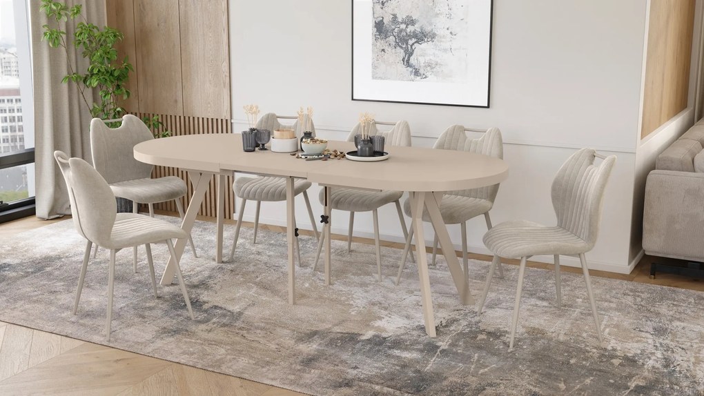 Mazzoni EXPANSO Kašmír / kašmírové nohy - OVÁLNY ROZKLADACÍ STÔL 160-360 cm PRE 16-18 OSÔB