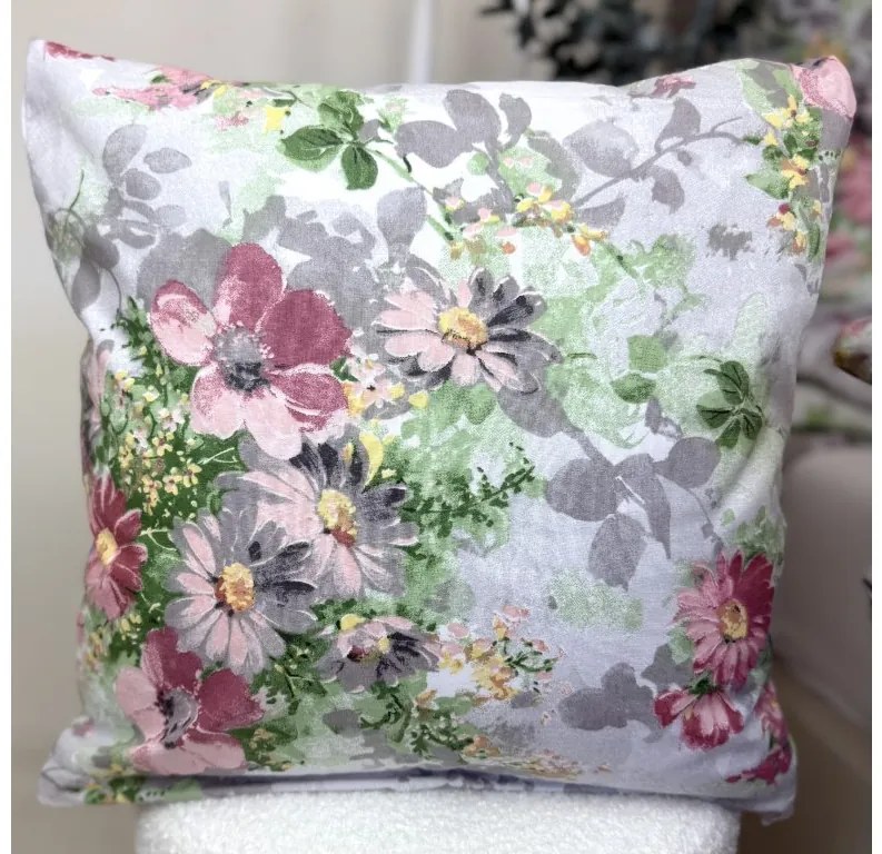 INTERMEDIC SK Obliečka na vankúš Maľované Kvety 40×40 – bavlna, zips, dekoračná