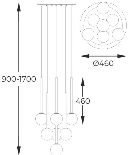 Zuma Line P0574-07F-F7AA - Luster na lanku ARCTURUS 7xG9/4W/230V zlatá