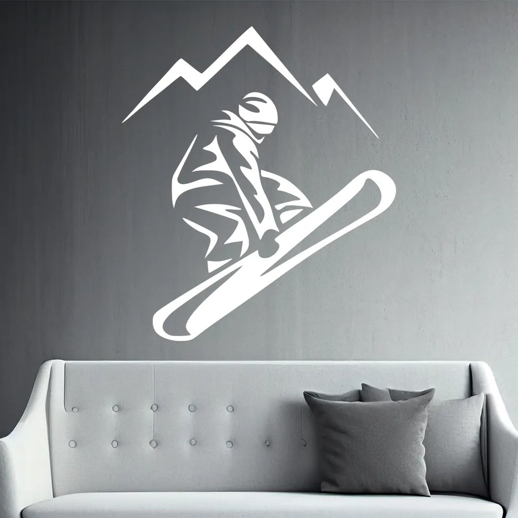 Veselá Stena Samolepka na stenu na stenu Snowboardista Farba: černá