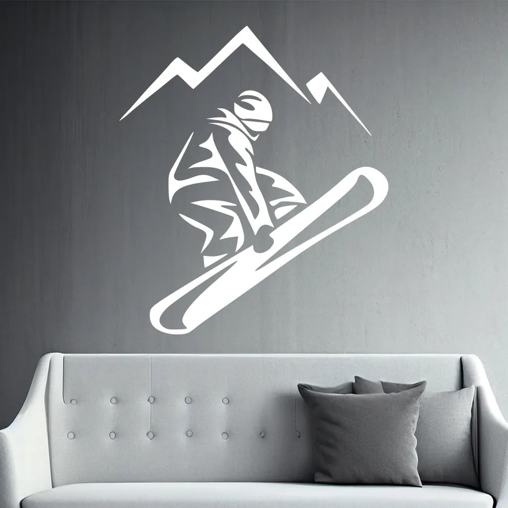 Veselá Stena Samolepka Snowboardista Farba: oranžová, Veľkosť: 100 x 114 cm