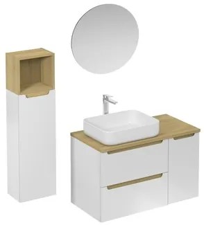 Kúpeľňová zostava s umývadlom vrátane umývadlovej batérie, vtoku a sifónu Naturel Stilla biela lesk KSETSTILLA017, 1 ks