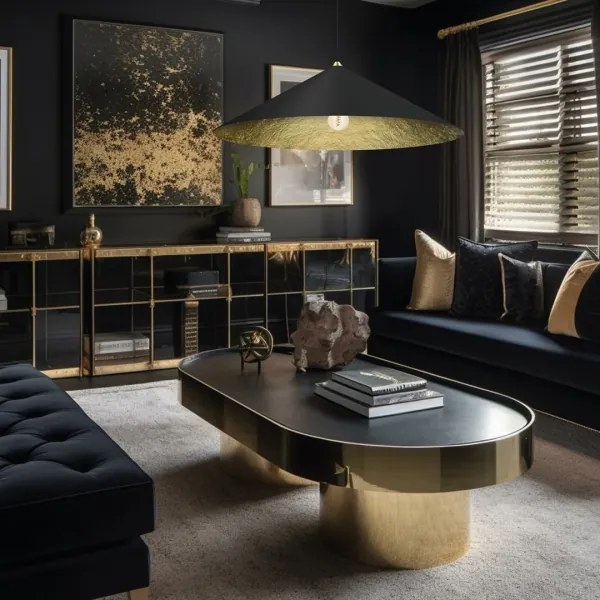 Luster na lanku FUJI 1xE27/60W/230V pr. 90 cm čierna/zlatá