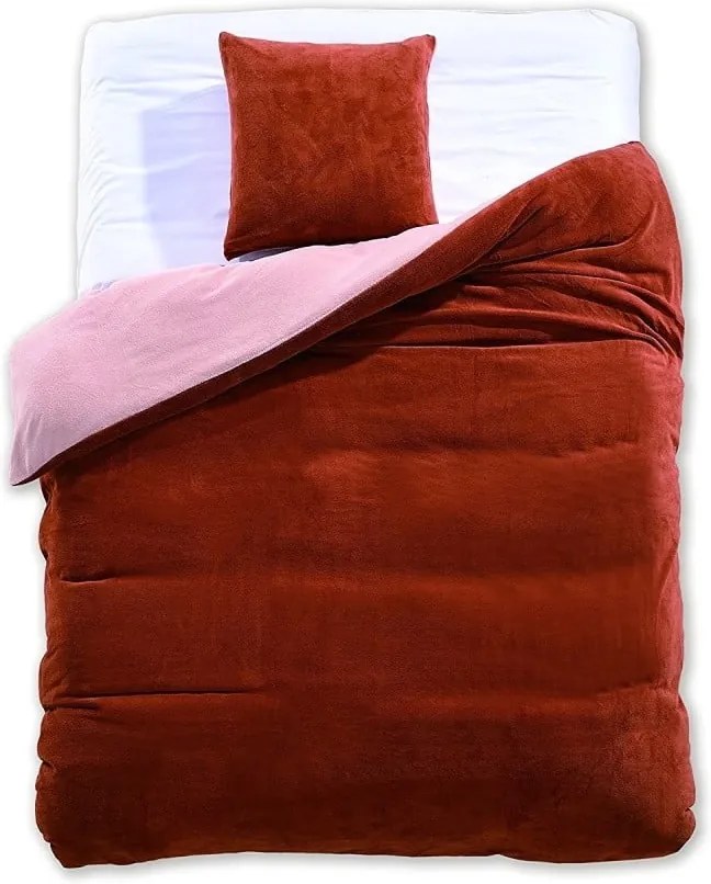 Hnedo-béžové obojstranné obliečky z mikrovlákna DecoKing Furry, 135 × 200 cm
