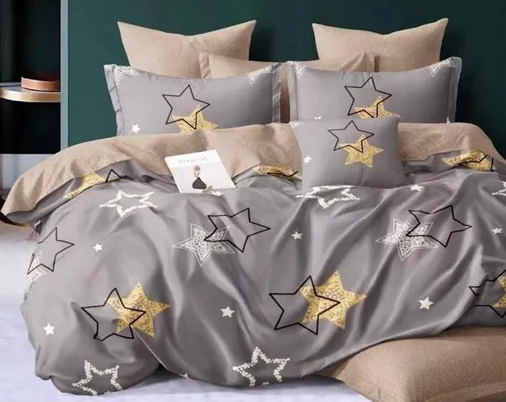 Obliečky Stars zlatosivé Bavlna 7-dielna súprava