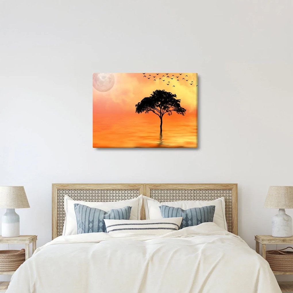 Obraz stromu pri západe slnka (70x50 cm)