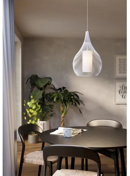 Eglo 900829 - Luster na lanku RAZONI 1xE27/40W/230V biela