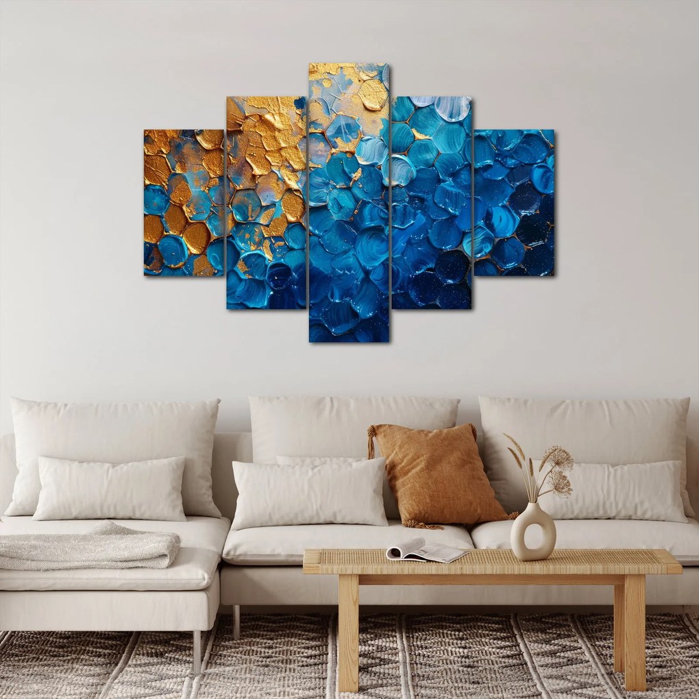 Obraz - Modrozlatá maľba (150x105 cm)