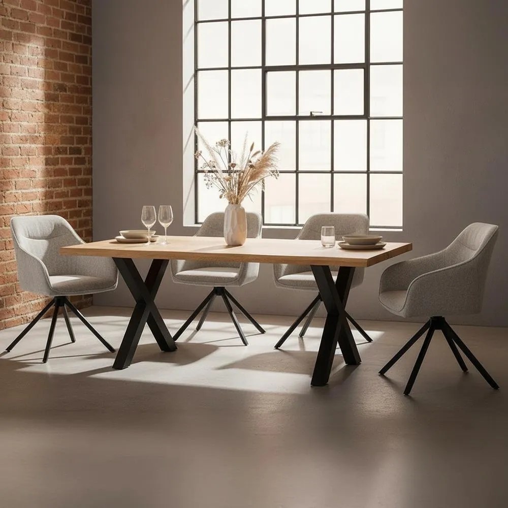 Jedálenský set AVENBERG NATURAL SWIVEL GREY 4+1