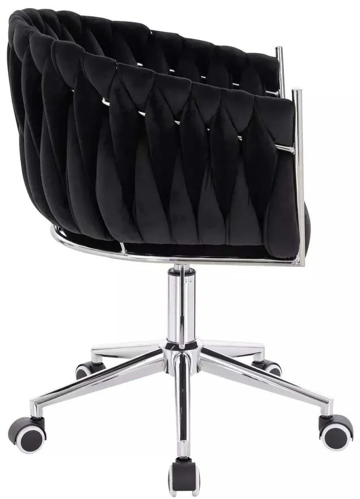 LuxuryForm DESIGN Stolička NORDEN VELUR na striebornej podstave s kolieskami - čierna