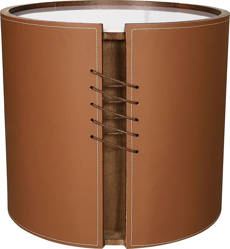 Noční stolek Modig M36 50 cm umělá kůže hnědý/mramor