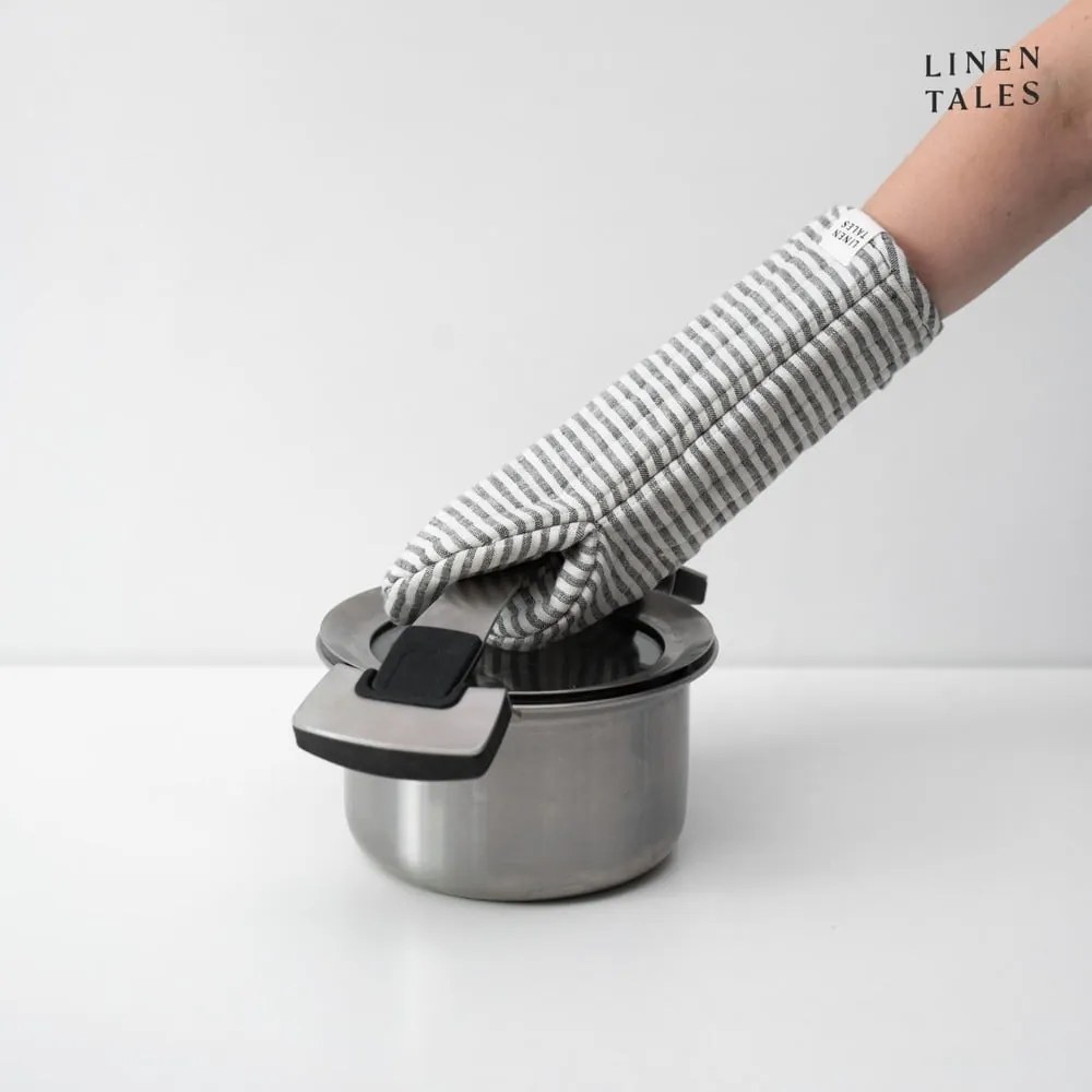 Ľanová chňapka Thin Black Stripes – Linen Tales