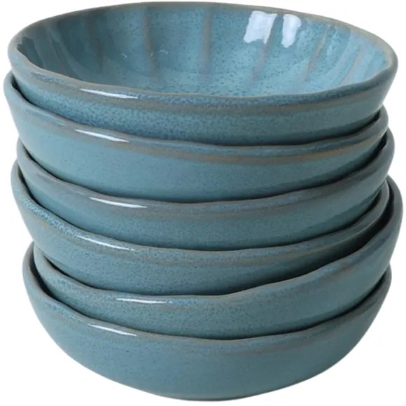 Súprava 6 kameninových misiek Laguna 12 cm, tyrkysová