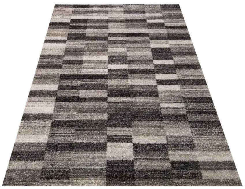 Moderný sivo hnedý koberec s obdĺžnikmi Šírka: 60 cm | Dĺžka: 100 cm