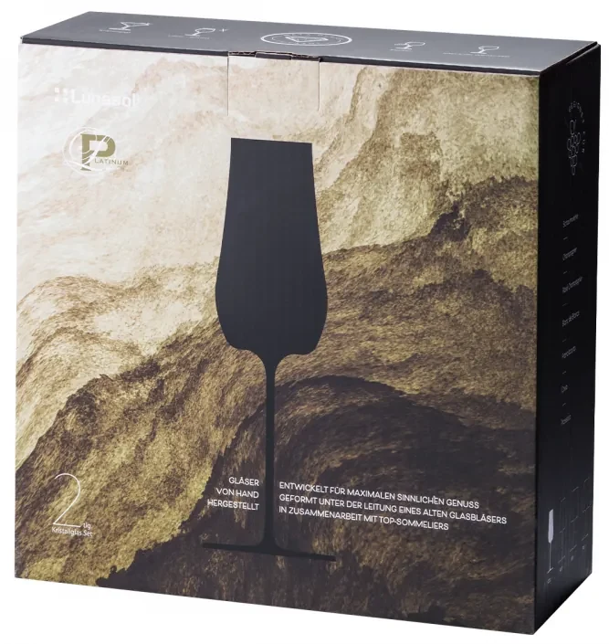 Lunasol - Poháre na šampanské Sparkle 220 ml set 2 ks – Green Wave Platinum Line (322633)