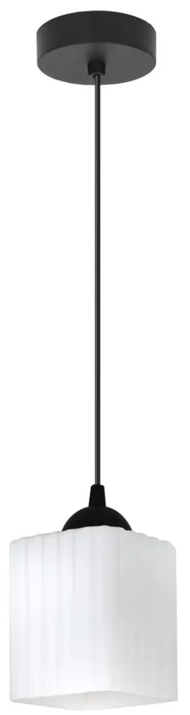 Závesné svietidlo Riffle Square, 1x biele sklenené tienidlo, b