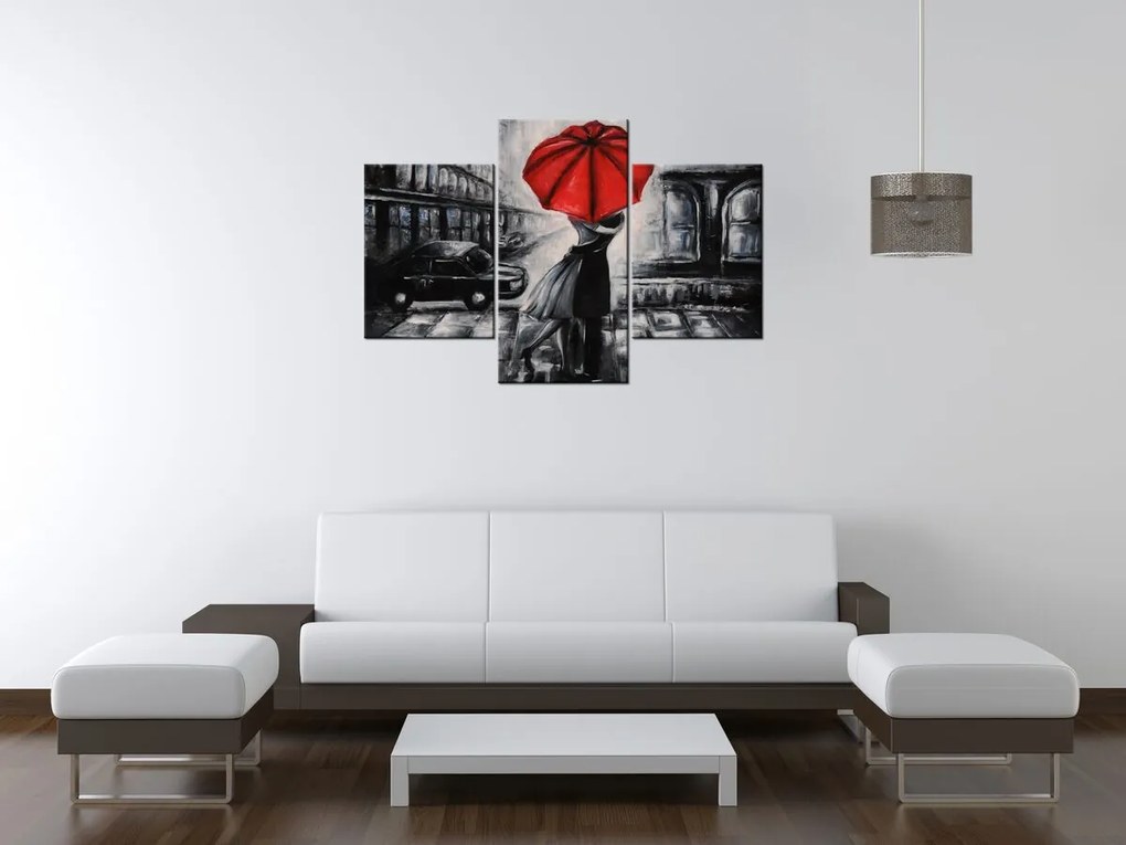 Gario Obraz na plátne Červený bozk v daždi - 3 dielny Rozmery: 90 x 60 cm