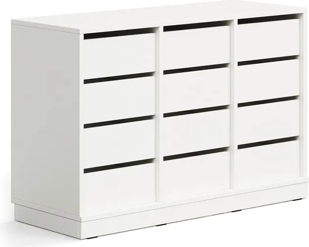 Úložná skrinka CASPER, 12 zásuviek, so soklom, biela